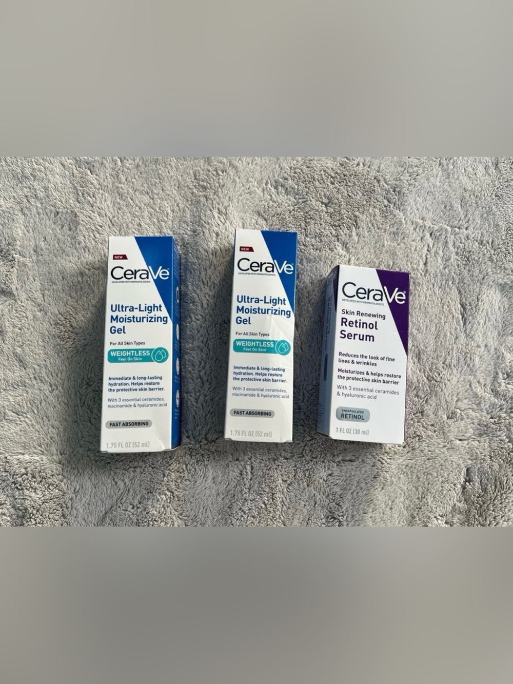 NWT 2x CeraVe Moisturizing Gel & 1x Retinol Serum